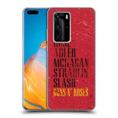 Guns N' Roses Vintage Names Soft Gel Case for Huawei P40 Pro / P40 Pro Plus 5G