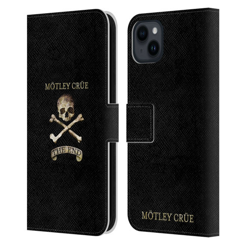 Motley Crue Logos The End Leather Book Wallet Case Cover For Apple iPhone 15 Plus