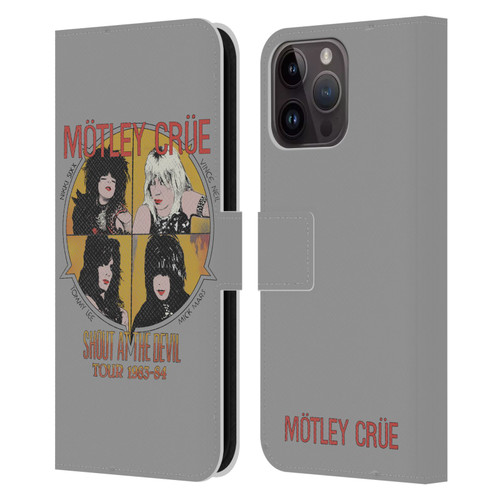 Motley Crue Tours SATD Vintage Leather Book Wallet Case Cover For Apple iPhone 15 Pro Max