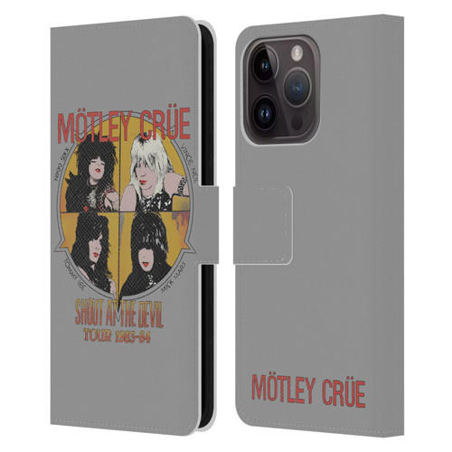 Motley Crue Tours SATD Vintage Leather Book Wallet Case Cover For Apple iPhone 15 Pro
