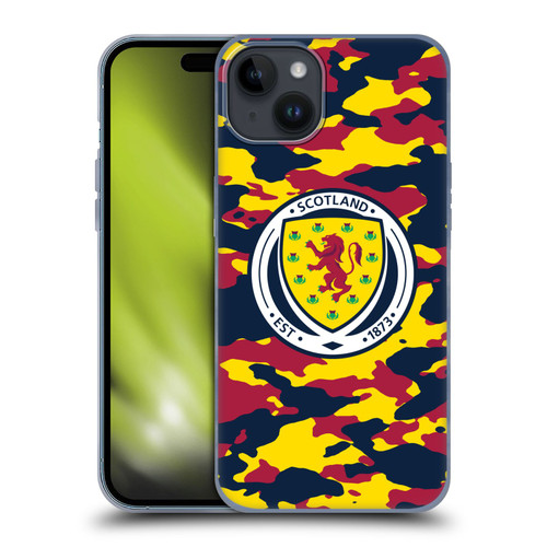Scotland National Football Team Logo 2 Camouflage Soft Gel Case for Apple iPhone 15 Plus