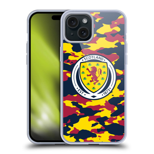 Scotland National Football Team Logo 2 Camouflage Soft Gel Case for Apple iPhone 15 Plus