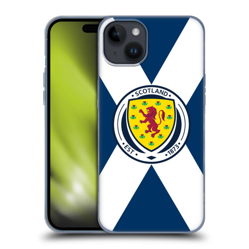 Scotland National Football Team Logo 2 Scotland Flag Soft Gel Case for Apple iPhone 15 Plus