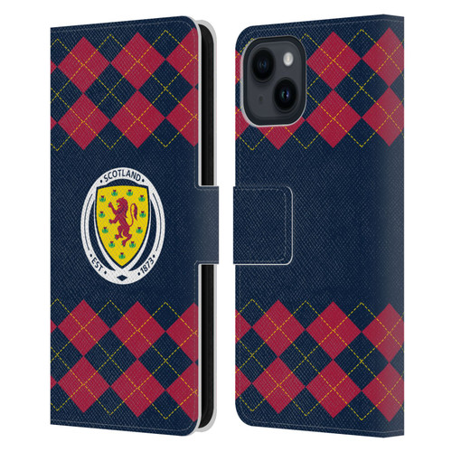 Scotland National Football Team Logo 2 Argyle Leather Book Wallet Case Cover For Apple iPhone 15
