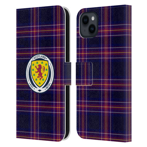 Scotland National Football Team Logo 2 Tartan Leather Book Wallet Case Cover For Apple iPhone 15 Plus