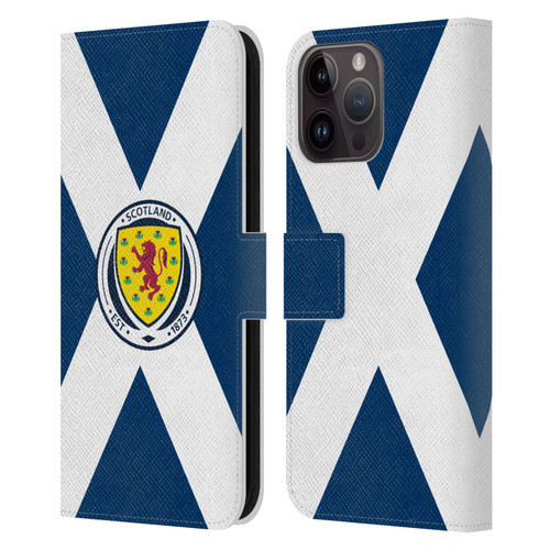 Scotland National Football Team Logo 2 Scotland Flag Leather Book Wallet Case Cover For Apple iPhone 15 Pro Max