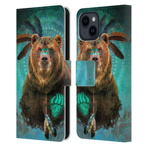 Jena DellaGrottaglia Animals Bear Leather Book Wallet Case Cover For Apple iPhone 15