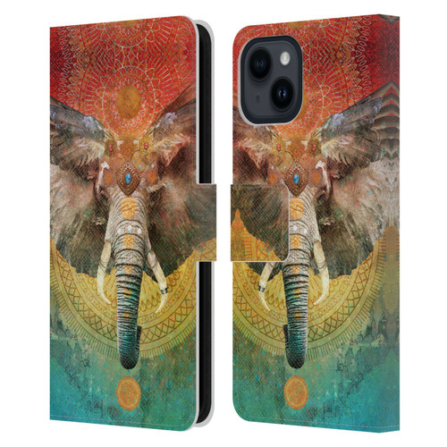 Jena DellaGrottaglia Animals Elephant Leather Book Wallet Case Cover For Apple iPhone 15