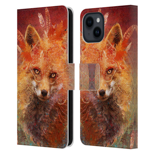 Jena DellaGrottaglia Animals Fox Leather Book Wallet Case Cover For Apple iPhone 15