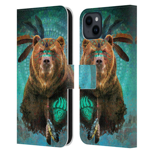 Jena DellaGrottaglia Animals Bear Leather Book Wallet Case Cover For Apple iPhone 15 Plus