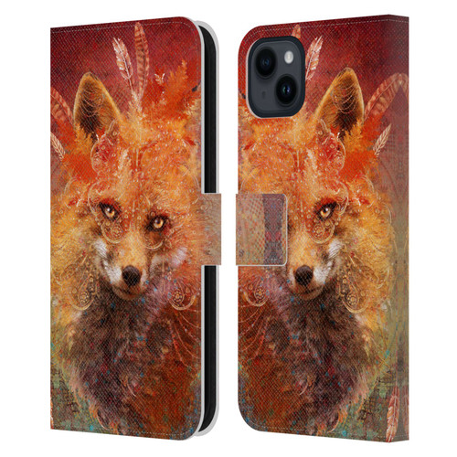 Jena DellaGrottaglia Animals Fox Leather Book Wallet Case Cover For Apple iPhone 15 Plus