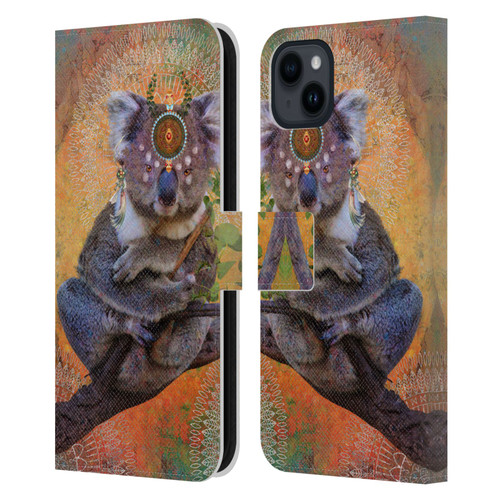 Jena DellaGrottaglia Animals Koala Leather Book Wallet Case Cover For Apple iPhone 15 Plus