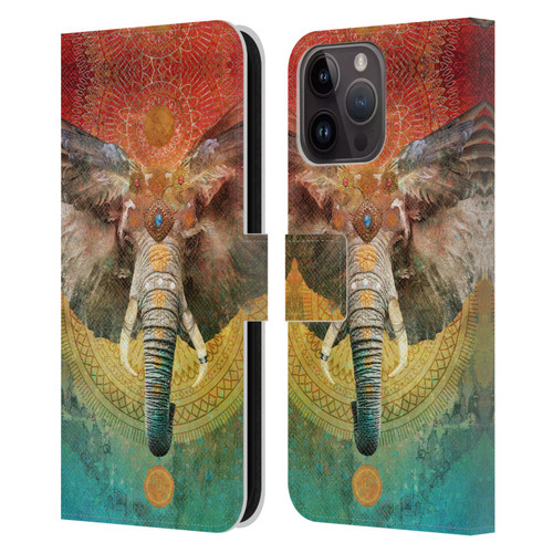 Jena DellaGrottaglia Animals Elephant Leather Book Wallet Case Cover For Apple iPhone 15 Pro Max