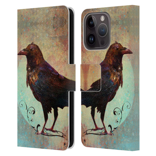 Jena DellaGrottaglia Animals Crow Leather Book Wallet Case Cover For Apple iPhone 15 Pro