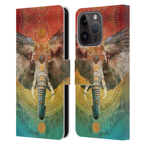 Jena DellaGrottaglia Animals Elephant Leather Book Wallet Case Cover For Apple iPhone 15 Pro