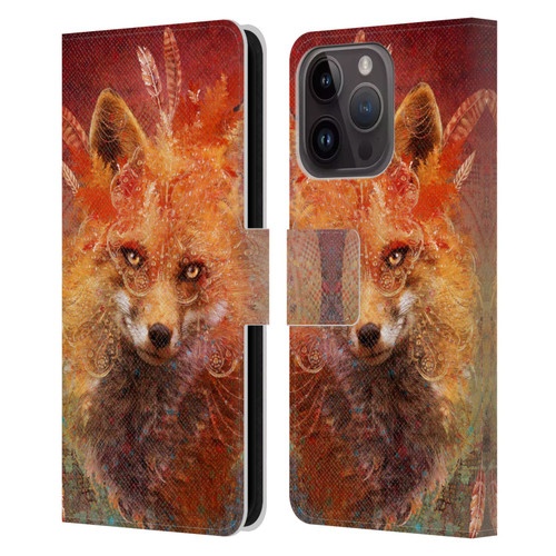 Jena DellaGrottaglia Animals Fox Leather Book Wallet Case Cover For Apple iPhone 15 Pro