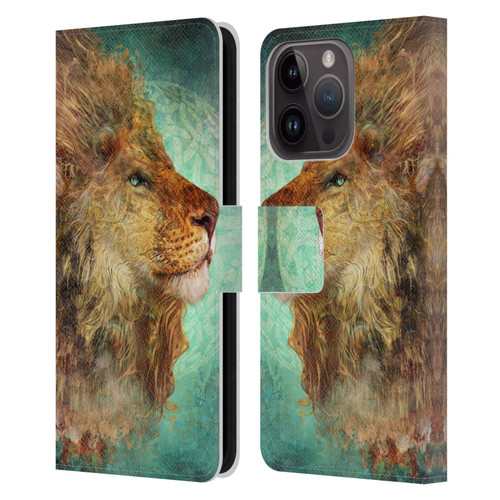 Jena DellaGrottaglia Animals Lion Leather Book Wallet Case Cover For Apple iPhone 15 Pro