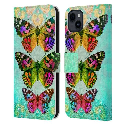 Jena DellaGrottaglia Insects Butterflies 2 Leather Book Wallet Case Cover For Apple iPhone 15 Plus