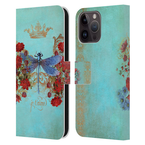 Jena DellaGrottaglia Insects Dragonfly Garden Leather Book Wallet Case Cover For Apple iPhone 15 Pro Max