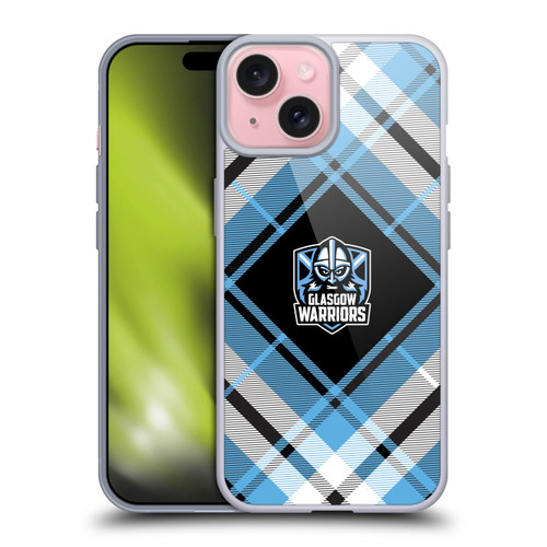 Glasgow Warriors Logo 2 Diagonal Tartan Soft Gel Case for Apple iPhone 15