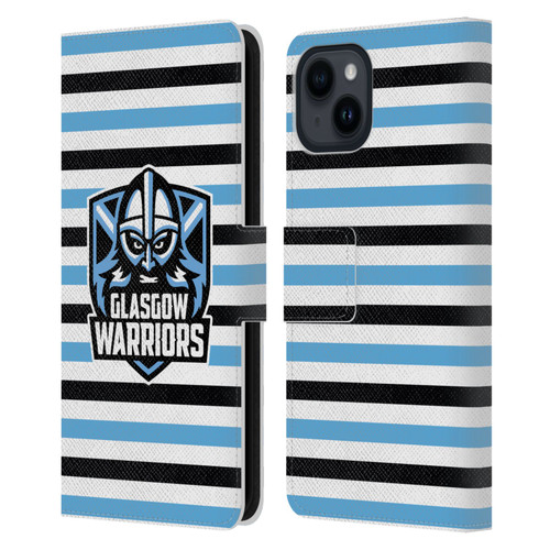 Glasgow Warriors Logo 2 Stripes 2 Leather Book Wallet Case Cover For Apple iPhone 15