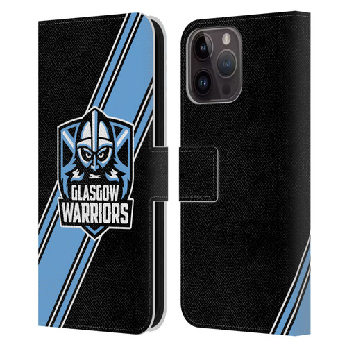 Glasgow Warriors Logo 2 Diagonal Stripes Leather Book Wallet Case Cover For Apple iPhone 15 Pro Max
