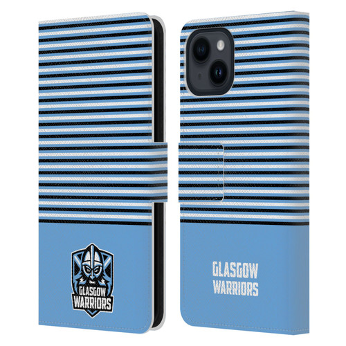 Glasgow Warriors Logo Stripes Blue 2 Leather Book Wallet Case Cover For Apple iPhone 15