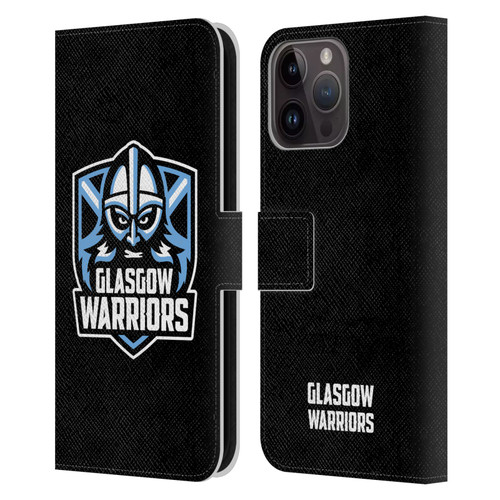 Glasgow Warriors Logo Plain Black Leather Book Wallet Case Cover For Apple iPhone 15 Pro Max