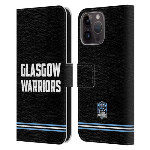 Glasgow Warriors Logo Text Type Black Leather Book Wallet Case Cover For Apple iPhone 15 Pro Max