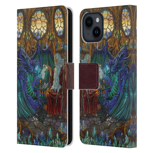 Ed Beard Jr Dragon Friendship Wizard & Dragon Leather Book Wallet Case Cover For Apple iPhone 15