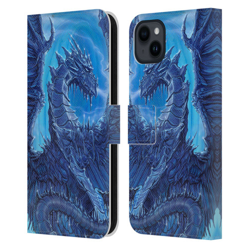 Ed Beard Jr Dragons Glacier Leather Book Wallet Case Cover For Apple iPhone 15 Plus