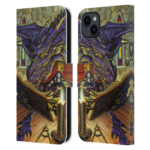 Ed Beard Jr Dragons A Good Book Leather Book Wallet Case Cover For Apple iPhone 15 Plus
