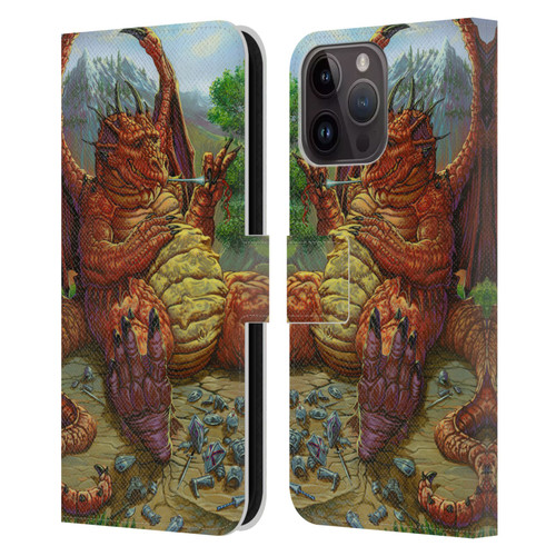 Ed Beard Jr Dragons Lunch With A Toothpick Leather Book Wallet Case Cover For Apple iPhone 15 Pro Max