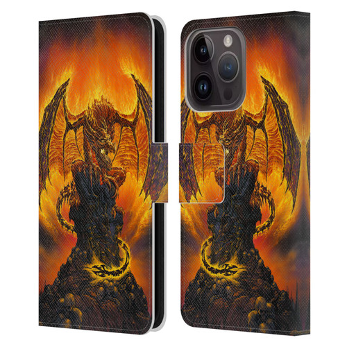 Ed Beard Jr Dragons Harbinger Of Fire Leather Book Wallet Case Cover For Apple iPhone 15 Pro