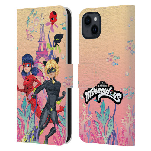Miraculous Tales of Ladybug & Cat Noir Aqua Ladybug Aqua Power Leather Book Wallet Case Cover For Apple iPhone 15 Plus