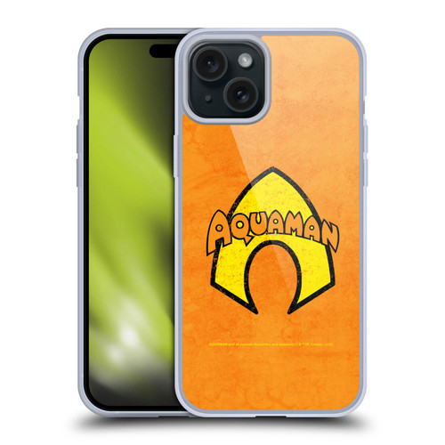 Aquaman DC Comics Logo Classic Distressed Look Soft Gel Case for Apple iPhone 15 Plus