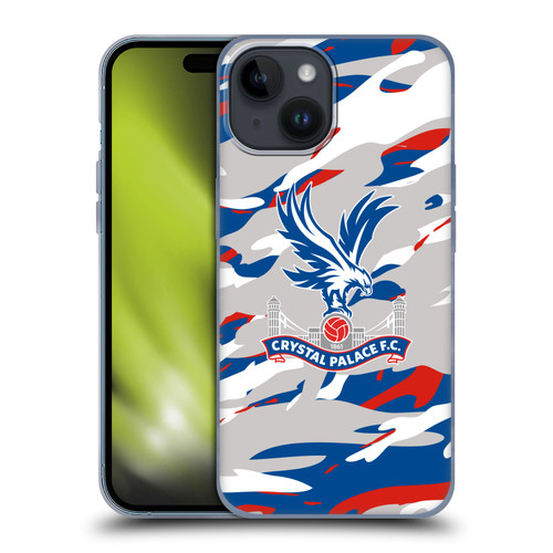 Crystal Palace FC Crest Camouflage Soft Gel Case for Apple iPhone 15