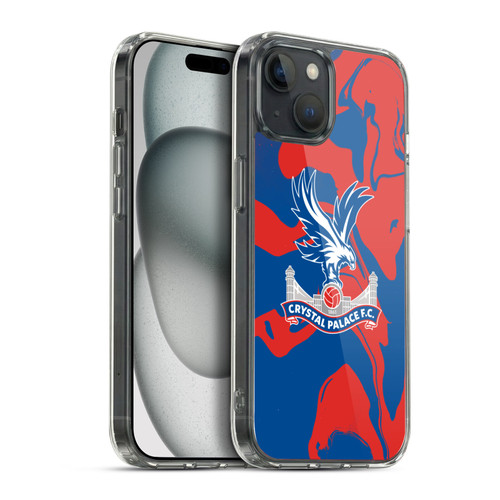 Crystal Palace FC Crest Red And Blue Marble Soft Gel Case for Apple iPhone 15 Plus & MagSafe