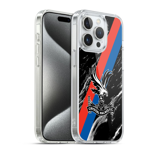 Crystal Palace FC Crest Black Marble Soft Gel Case for Apple iPhone 15 Pro & MagSafe