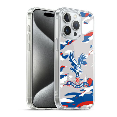 Crystal Palace FC Crest Camouflage Soft Gel Case for Apple iPhone 15 Pro & MagSafe