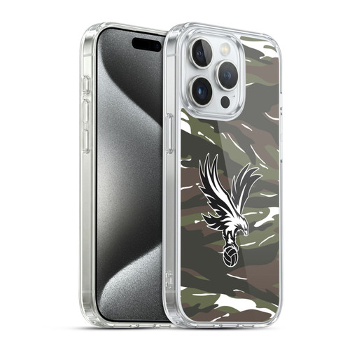 Crystal Palace FC Crest Woodland Camouflage Soft Gel Case for Apple iPhone 15 Pro & MagSafe