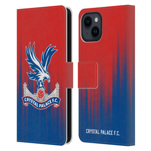 Crystal Palace FC Crest Halftone Leather Book Wallet Case Cover For Apple iPhone 15