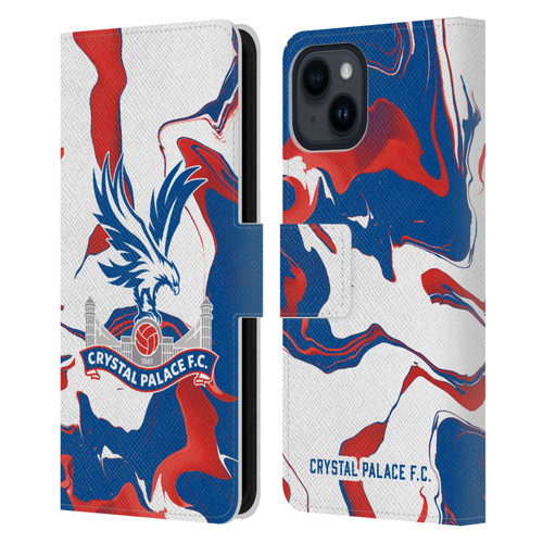 Crystal Palace FC Crest Marble Leather Book Wallet Case Cover For Apple iPhone 15