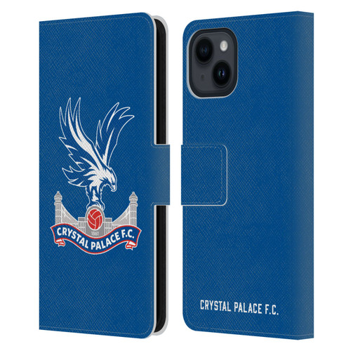 Crystal Palace FC Crest Plain Leather Book Wallet Case Cover For Apple iPhone 15