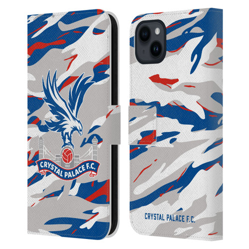 Crystal Palace FC Crest Camouflage Leather Book Wallet Case Cover For Apple iPhone 15 Plus