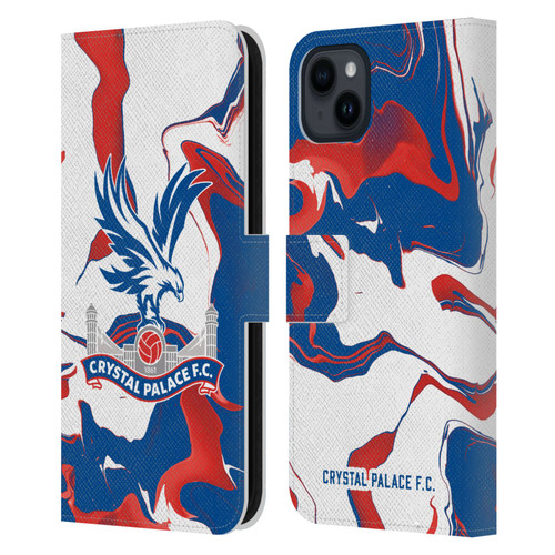 Crystal Palace FC Crest Marble Leather Book Wallet Case Cover For Apple iPhone 15 Plus