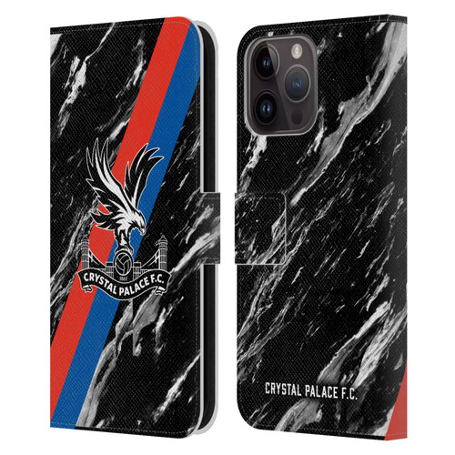 Crystal Palace FC Crest Black Marble Leather Book Wallet Case Cover For Apple iPhone 15 Pro Max