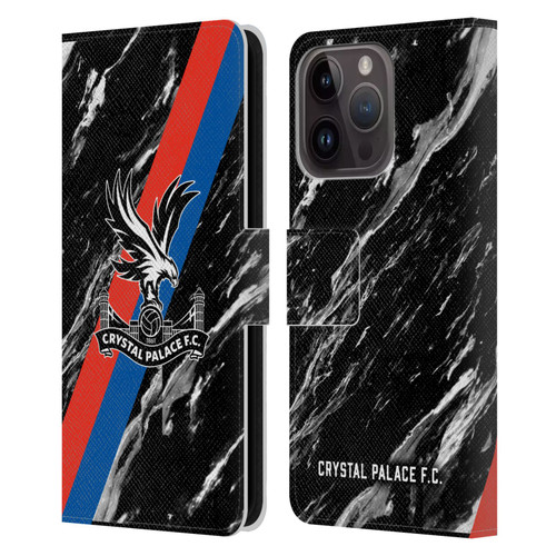 Crystal Palace FC Crest Black Marble Leather Book Wallet Case Cover For Apple iPhone 15 Pro
