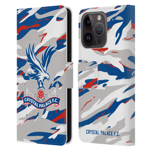 Crystal Palace FC Crest Camouflage Leather Book Wallet Case Cover For Apple iPhone 15 Pro