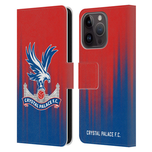 Crystal Palace FC Crest Halftone Leather Book Wallet Case Cover For Apple iPhone 15 Pro